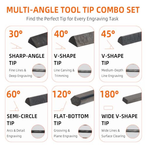 GEMKIT AT Engraving Tool Kit for Jewelry Pneumatic Engraving Machine, 2.35mm Shank, Multi-Angle Gravers for Fine & Accurate Work, Easy Replaceable, HH-ATG01 application