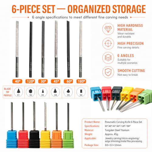 GEMKIT AT Engraving Tool Kit for Jewelry Pneumatic Engraving Machine, 2.35mm Shank, Multi-Angle Gravers for Fine & Accurate Work, Easy Replaceable, HH-ATG01 feature