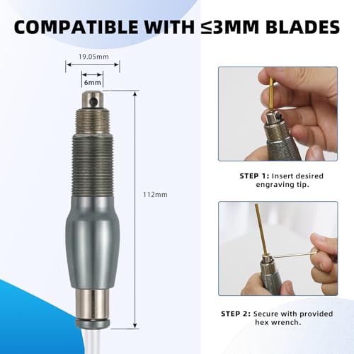 GEMKIT Big Handpiece for Jewelry Engraving, Heavy-Duty Impact Handpiece with 6.0mm QC Tip Sizer, Secure Grip for Deep Cutting & Large Area Engraving, Compatible with Engraving Machines, HH-GHP04 - product detail 5