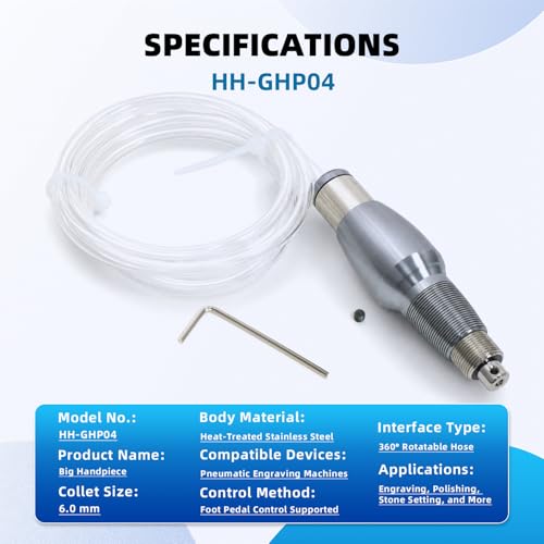 GEMKIT Big Handpiece for Jewelry Engraving, Heavy-Duty Impact Handpiece with 6.0mm QC Tip Sizer, Secure Grip for Deep Cutting & Large Area Engraving, Compatible with Engraving Machines, HH-GHP04 - product detail 7