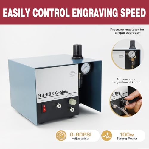 GEMKIT Professional Pneumatic Engraving Machine Single-Head with Complete Accessories Kit High Speed Jewelry Engraver Tool for Metal, Wood, Glass Precision Air-Powered Engraving Pen for DIY Crafting HH-E03 - product detail 3