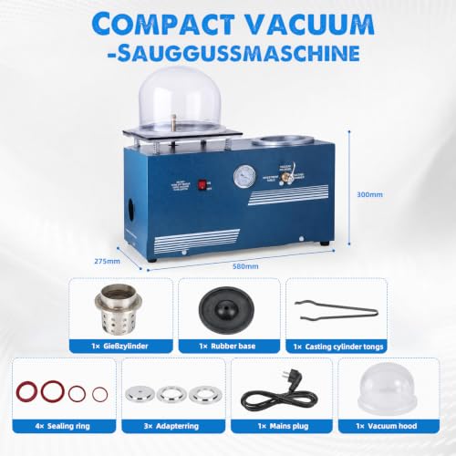 GEMKIT HH-CM01 2L Vacuum Casting Machine with 3 CFM Pump, 110V feature