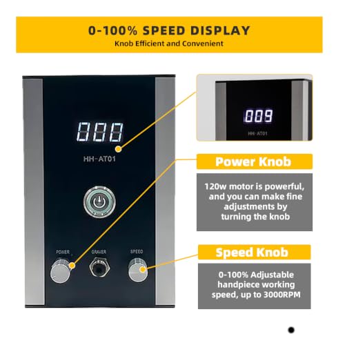 GEMKIT Air-Free Pneumatic Engraving Machine for Jewelry, Built-in Compressor, 100-240V, 0-100% Adjustable Speed, No External Compressor Needed, Includes 6 Gravers & Chucks, HH-AT01 - product detail 6