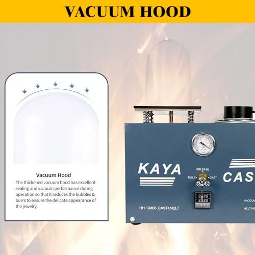 GEMKIT 2L Vacuum Casting Machine - Gold Melting Furnace with Graphite Crucible, 3 CFM Vacuum Pump, High Temperature Refining Equipment for Jewelry Casting (1/2 HP, 110V, Model CM06), HH-CM06 feature