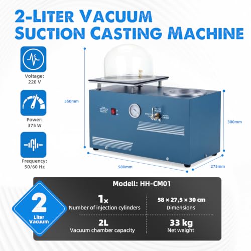 GEMKIT HH-CM01 2L Vacuum Casting Machine with 3 CFM Pump, 110V application