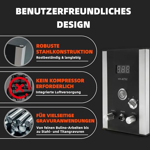 GEMKIT Multifunction Air-Free Pneumatic Engraving Machine for Jewelry, Built-in Compressor, 3-in-1 Engraving/Polishing/Drilling, 0-35000RPM Micromotor, Interchangeable Pistons, HH-AT02 - product detail 5