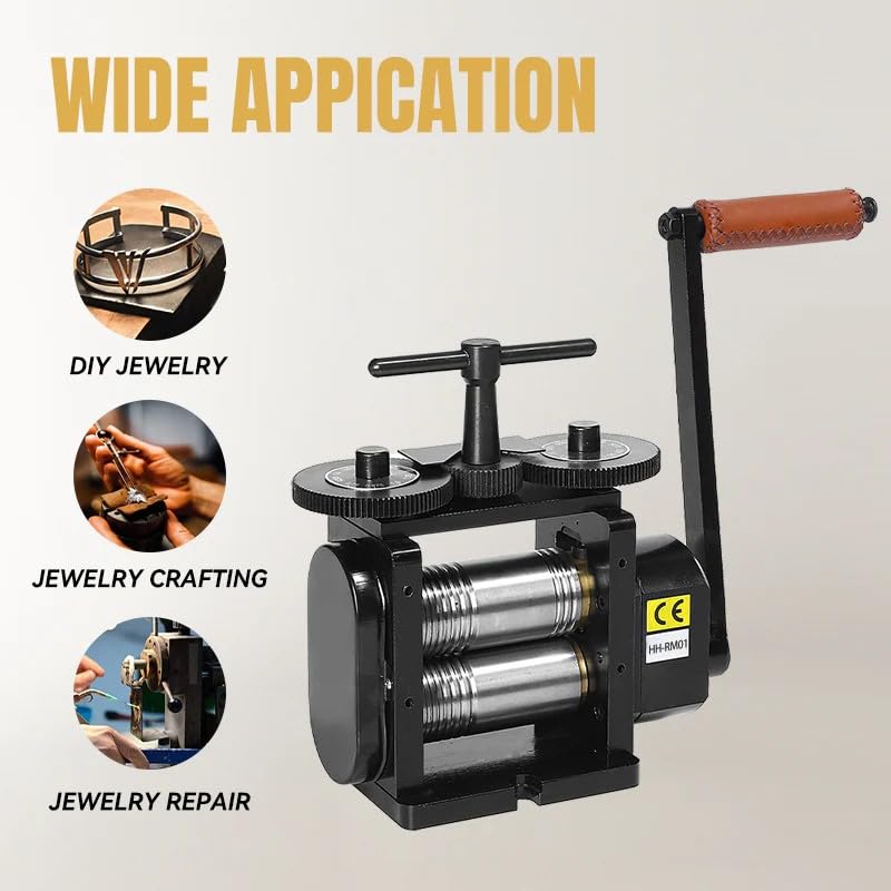 GEMKIT HH-RM01A 110mm Manual Combination Jewelry Rolling Mill, 4:1 Gear Ratio - product detail 3