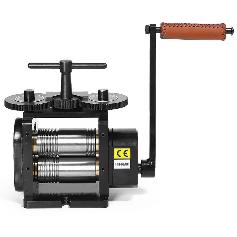 GEMKIT HH-RM01A 110mm Manual Combination Jewelry Rolling Mill, 4:1 Gear Ratio