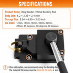 GEMKIT Professional Ring Bending Tool Kit, Heavy Duty Jewelry Former for Spoon Rings, Steel and Nylon Dies with Mandrel, Sizer and Adjustment Accessories, Black, HH-SE02 - product detail 6