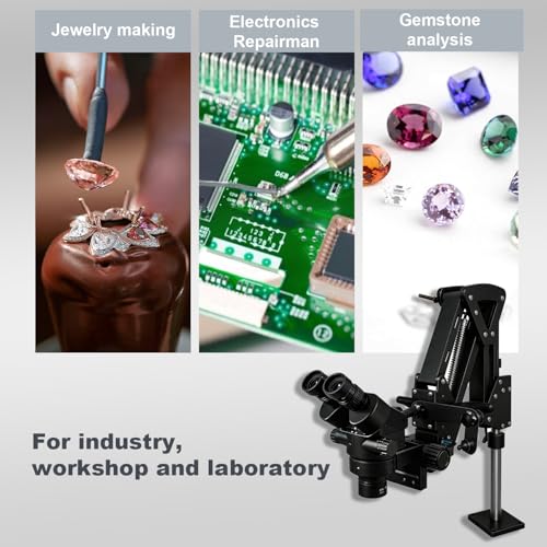 GEMKIT Professional LCD Digital Trinocular Stereo Zoom Microscope with Boom-Arm Stand, 7X-45X & 7X-90X Continuous Zoom Magnification, HD Imaging for Jewelry Making HH-MH04A - product detail 6