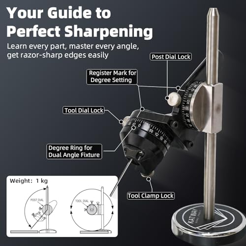 GEMKIT Professional Engraving Sharpening Angle Guide Tool Dual Gauge - Precision Jewelry Graver Sharpener for Metal Engraving, Wood Carving & Knife Sharpening - Adjustable Angle Measuring Tool with Base, HH-DA02 feature