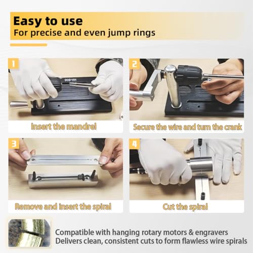 GEMKIT Jump Ring Maker with 20 Mandrels and Cutting Attachment, 2.5-12mm Manual Ring Bender and Coil Winding Tool for Jewelry Making, HH-B06 - product detail 6