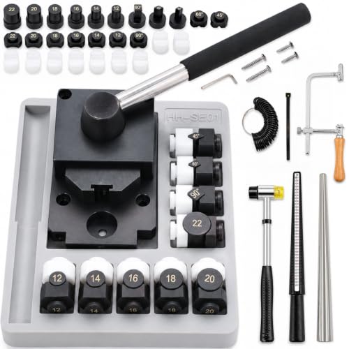 GEMKIT Professional Ring Bending Tool Kit, Heavy Duty Jewelry Former for Spoon Rings, Steel and Nylon Dies with Mandrel, Sizer and Adjustment Accessories, Black, HH-SE02 detail