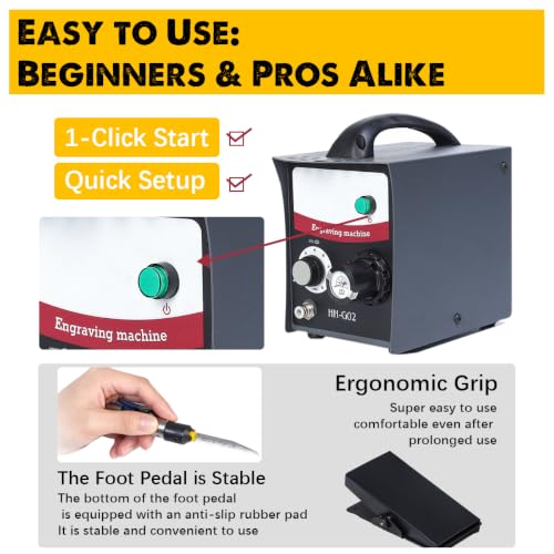 GEMKIT Pneumatic Jewelry Engraver Machine, 400-8000 RPM Manually Adjustable Rotational Speed for Jewelry Making Metal Processing Pneumatic Impact Engraver HH-G02 - product detail 6