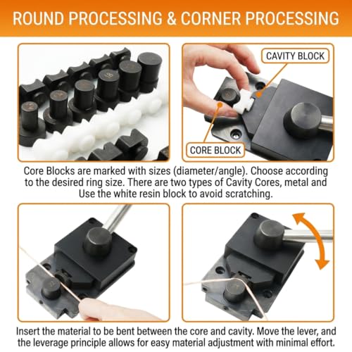 GEMKIT Professional Ring Bending Tool Kit, Heavy Duty Jewelry Former for Spoon Rings, Steel and Nylon Dies with Mandrel, Sizer and Adjustment Accessories, Black, HH-SE02 - product detail 4
