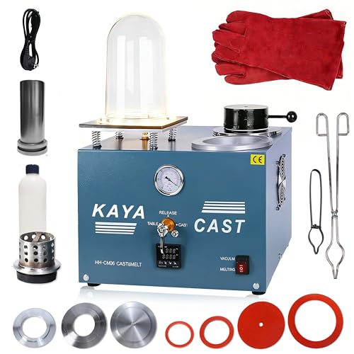 GEMKIT 2L Vacuum Casting Machine - Gold Melting Furnace with Graphite Crucible, 3 CFM Vacuum Pump, High Temperature Refining Equipment for Jewelry Casting (1/2 HP, 110V, Model CM06), HH-CM06 detail