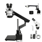 GEMKIT Jewelry Microscope, 7X-45X Binocular Stereo Zoom Microscope with 56-LED Ring Light, Articulating Boom Arm Stand, 0.5X Barlow Lens and Headrest for Gem Setting, Engraving and Jewelry Repair, HH-MH01A - main product image