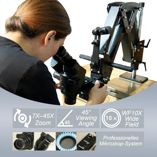 GEMKIT Professional LCD Digital Trinocular Stereo Zoom Microscope with Boom-Arm Stand, 7X-45X & 7X-90X Continuous Zoom Magnification, HD Imaging for Jewelry Making HH-MH04A - product detail 4