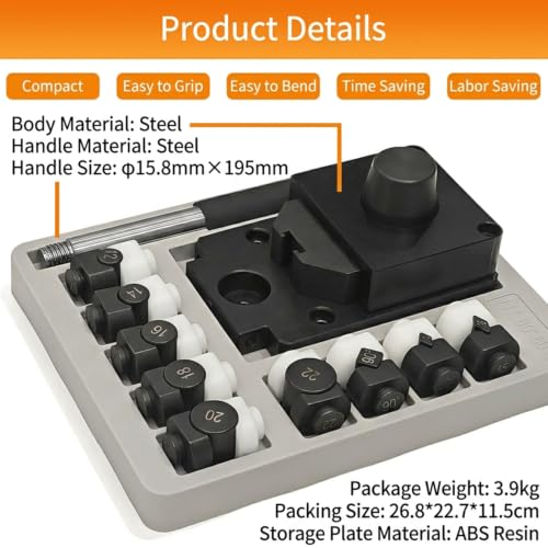 GEMKIT Professional Ring Bending Tool Kit, Heavy Duty Jewelry Former for Spoon Rings, Steel and Nylon Dies with Mandrel, Sizer and Adjustment Accessories, Black, HH-SE02 - product detail 8
