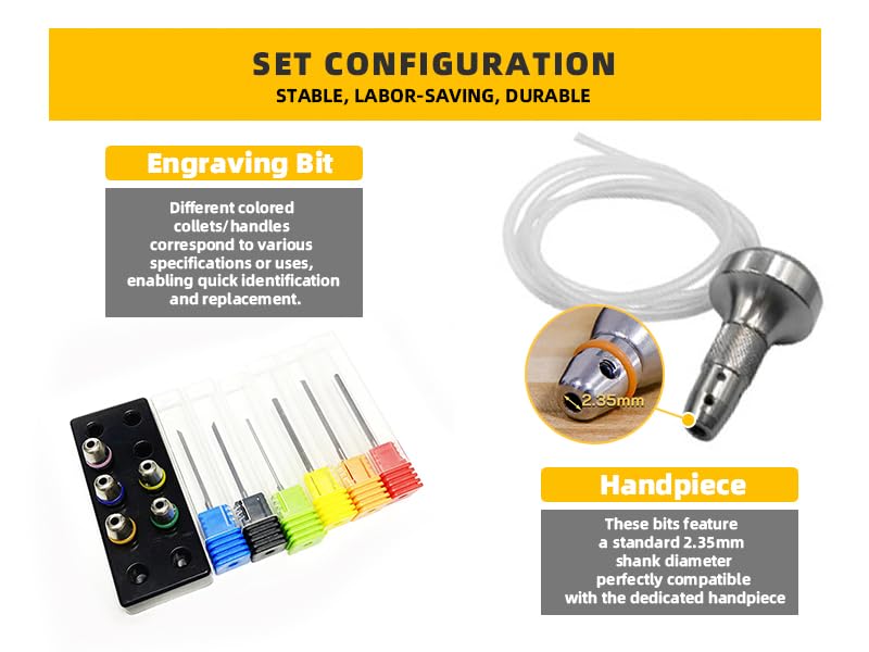 GEMKIT Dual-Handpiece Air-Free Pneumatic Engraving Machine for Jewelry, Built-in Compressor, 2 Pneumatic Handpieces + Micromotor, 3-in-1 Engraving/Polishing/Drilling, HH-AT03 - product detail 5