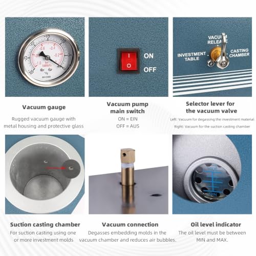 GEMKIT HH-CM01 2L Vacuum Casting Machine with 3 CFM Pump, 110V - product detail 5