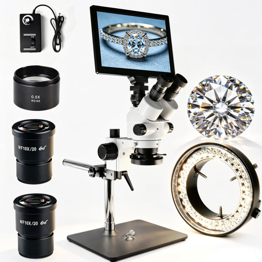 GEMKIT HH-MH03B LCD Digital Trinocular Stereo Microscope, 7X–90X