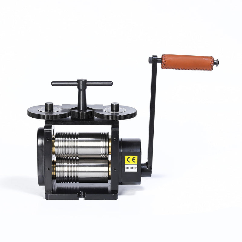 GEMKIT 130mm Manual Jewelry Rolling Mill Machine, Black Rolling Mill - Combination Jewelry Crafting Tool, Jewelry Press Combination Rolling Mill Machine 4:1 Gear Ratio HH-RM02A