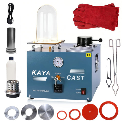 GEMKIT 2L Vacuum Casting Machine - Gold Melting Furnace with Graphite Crucible, 3 CFM Vacuum Pump, High Temperature Refining Equipment for Jewelry Casting (1/2 HP, 110V, Model CM06), HH-CM06 - main product image