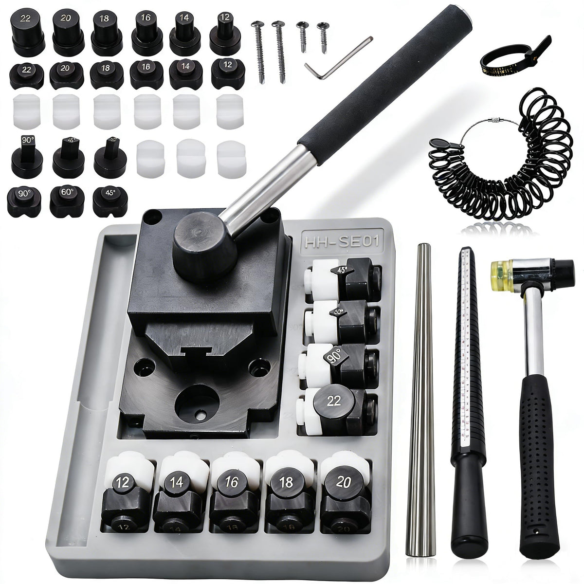 GEMKIT Professional Ring Bending Tool, Metal Ring Sizer, Adjuster Kit for Tight or Loose Rings, Black, for Women & Men HH-SE01 - main product image