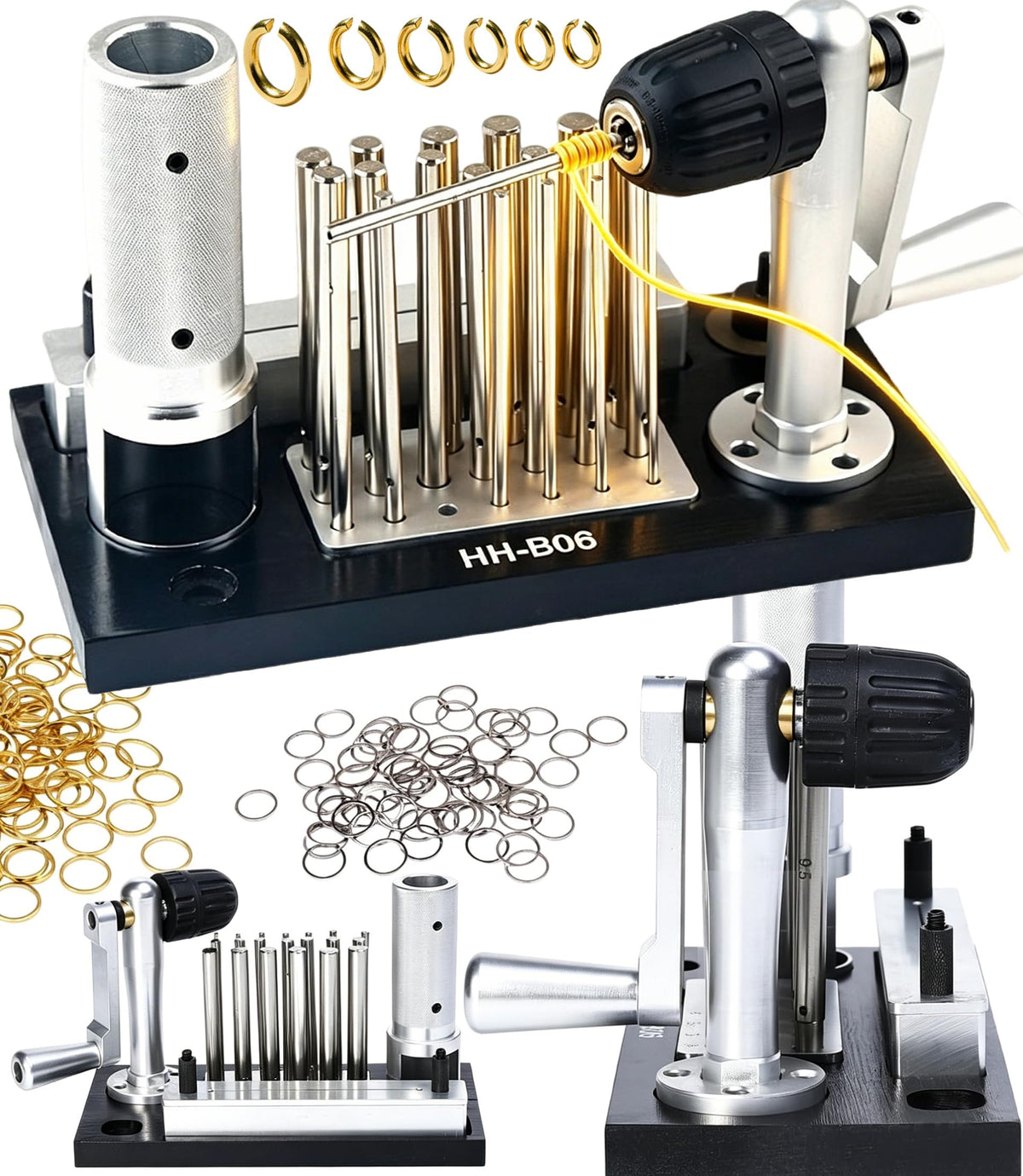 GEMKIT Jump Ring Maker with 20 Mandrels and Cutting Attachment, 2.5-12mm Manual Ring Bender and Coil Winding Tool for Jewelry Making, HH-B06 - main product image